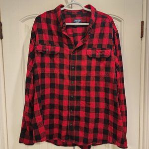 Faded Glory 2XL  Cotton Flannel Long Sleeve Button  Shirt Red Plaid Lumberjack